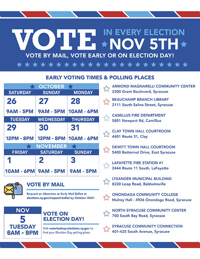 Onondaga County Voting Information Flyer 2024